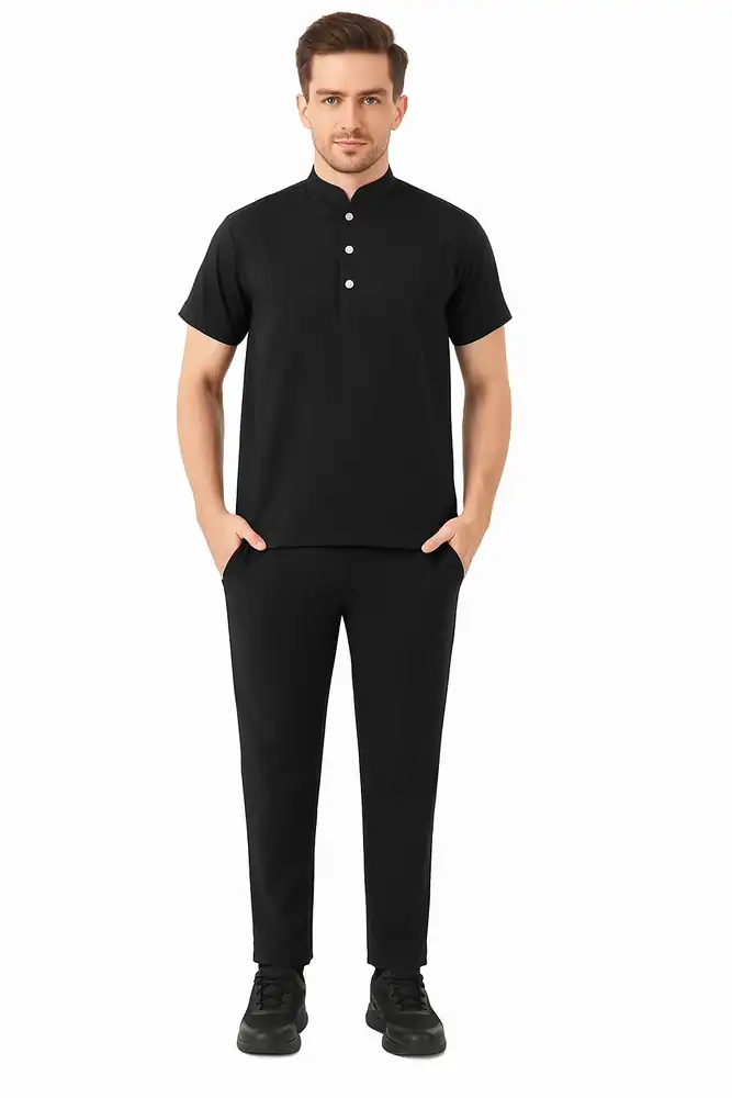 Mandarin Neck with 3 Buttons Mens Scrub